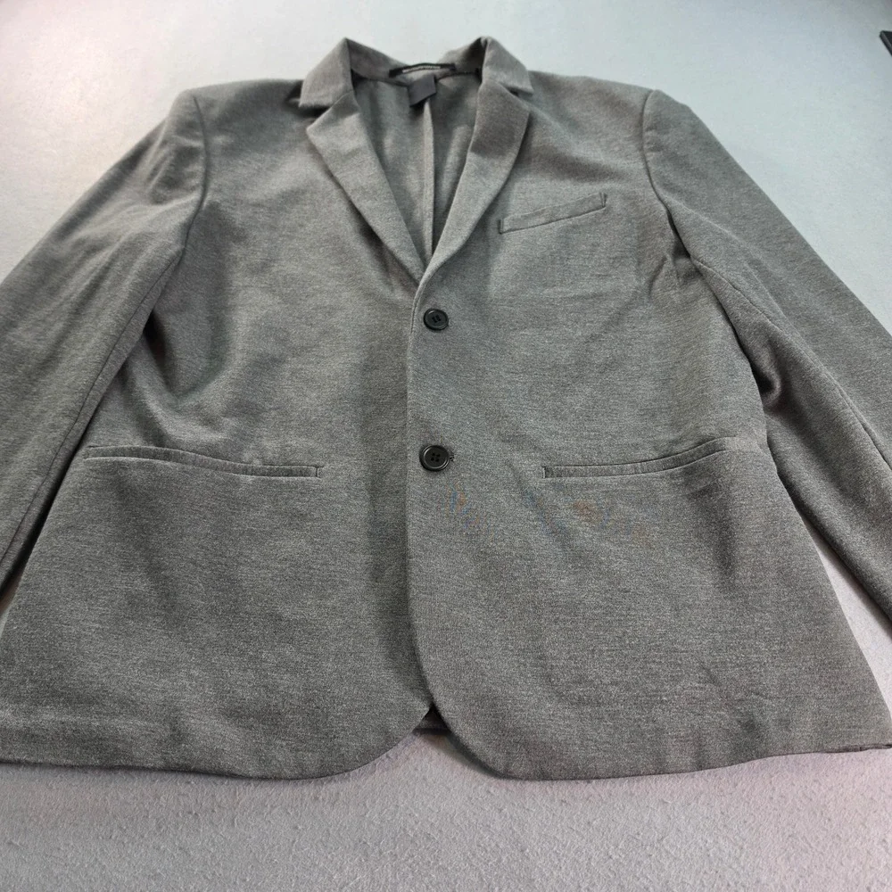 HM Mens Slim Fit Gray Jersey Knit Blazer Jacket Size 42R 2-Button Sport Coat
